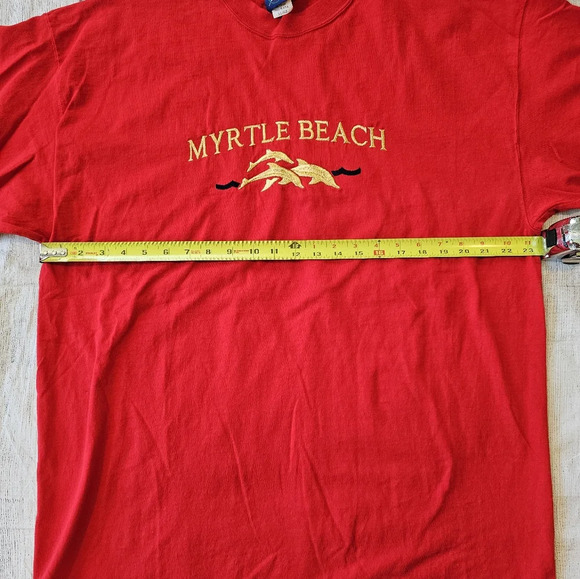 Oarsman 913 Vintage •Size XL• Red Tee Shirt Men's Embroidered Myrtle Beach Gold - Picture 7 of 7